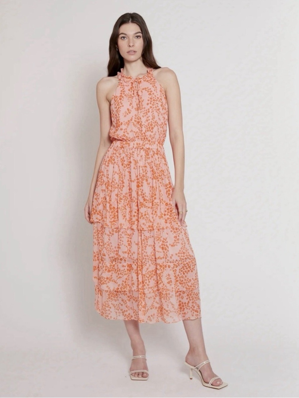 Gilner farrar peach orange Floral Tiered Maxi Dress Hannah banjanan tuckernuck S